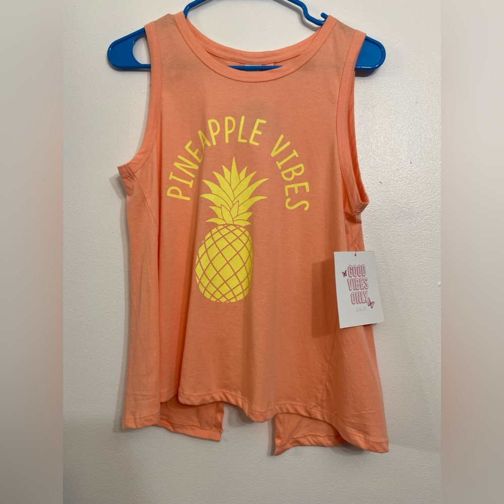 NWT Pineapple Tank Top MED Orange OPEN BACK  shirt